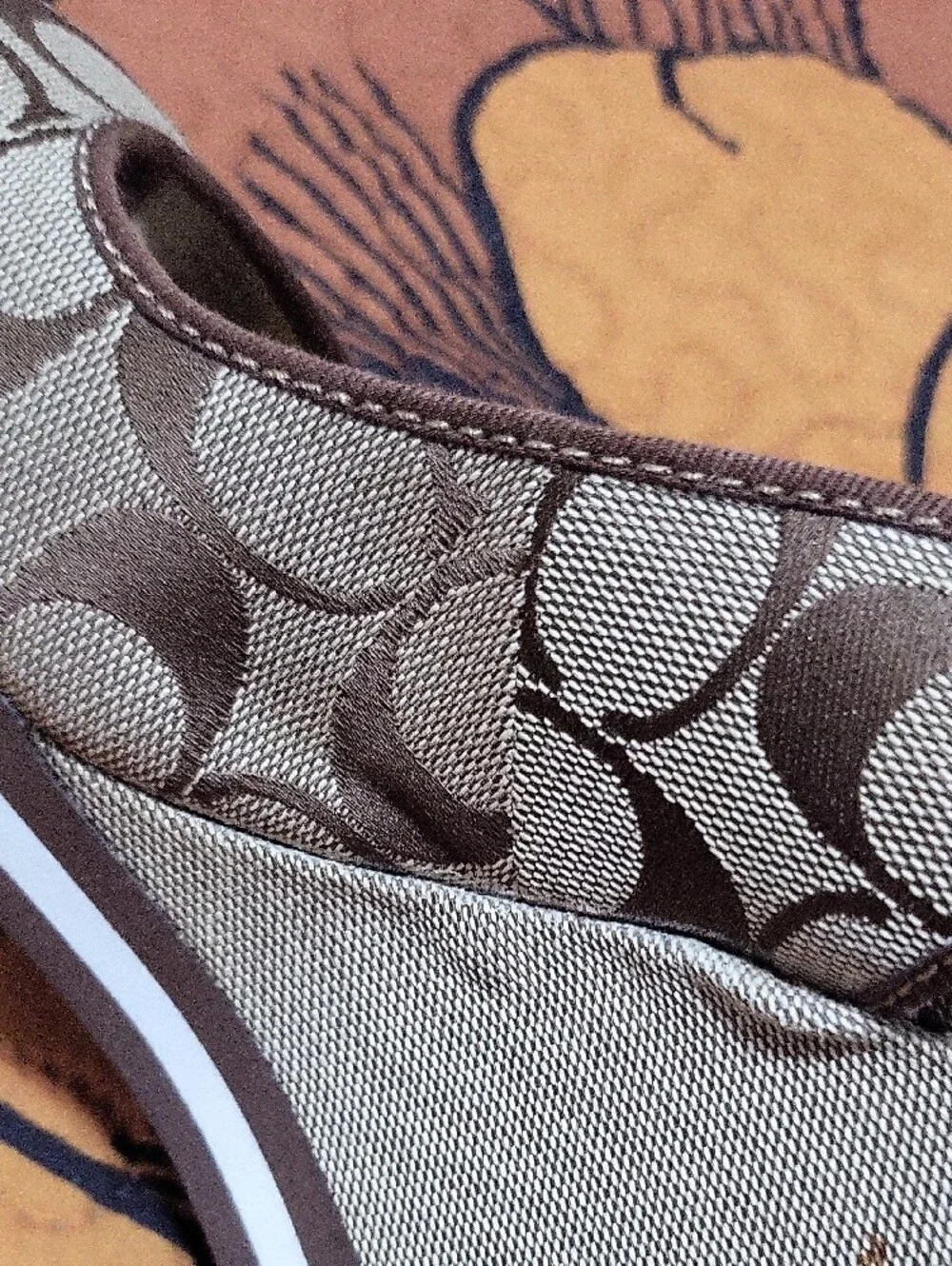Coach Brown Signature Canvas Peep-Toe Wedges